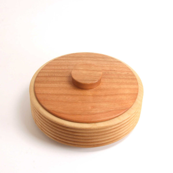 Holly & Cherry Wood Lidded Container