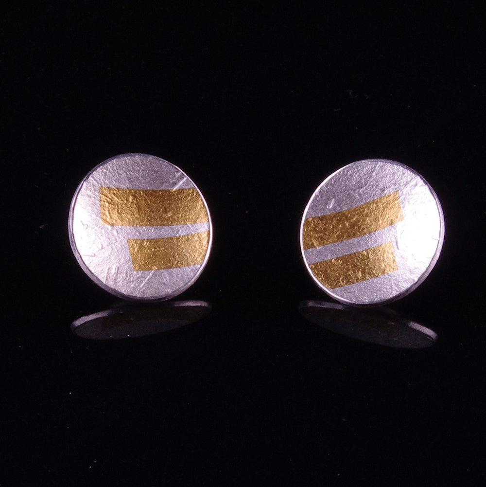 Silver and gold domed stud earrings