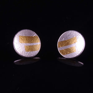 Silver and gold domed stud earrings