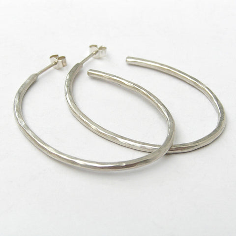 Dappled silver hoop earrings