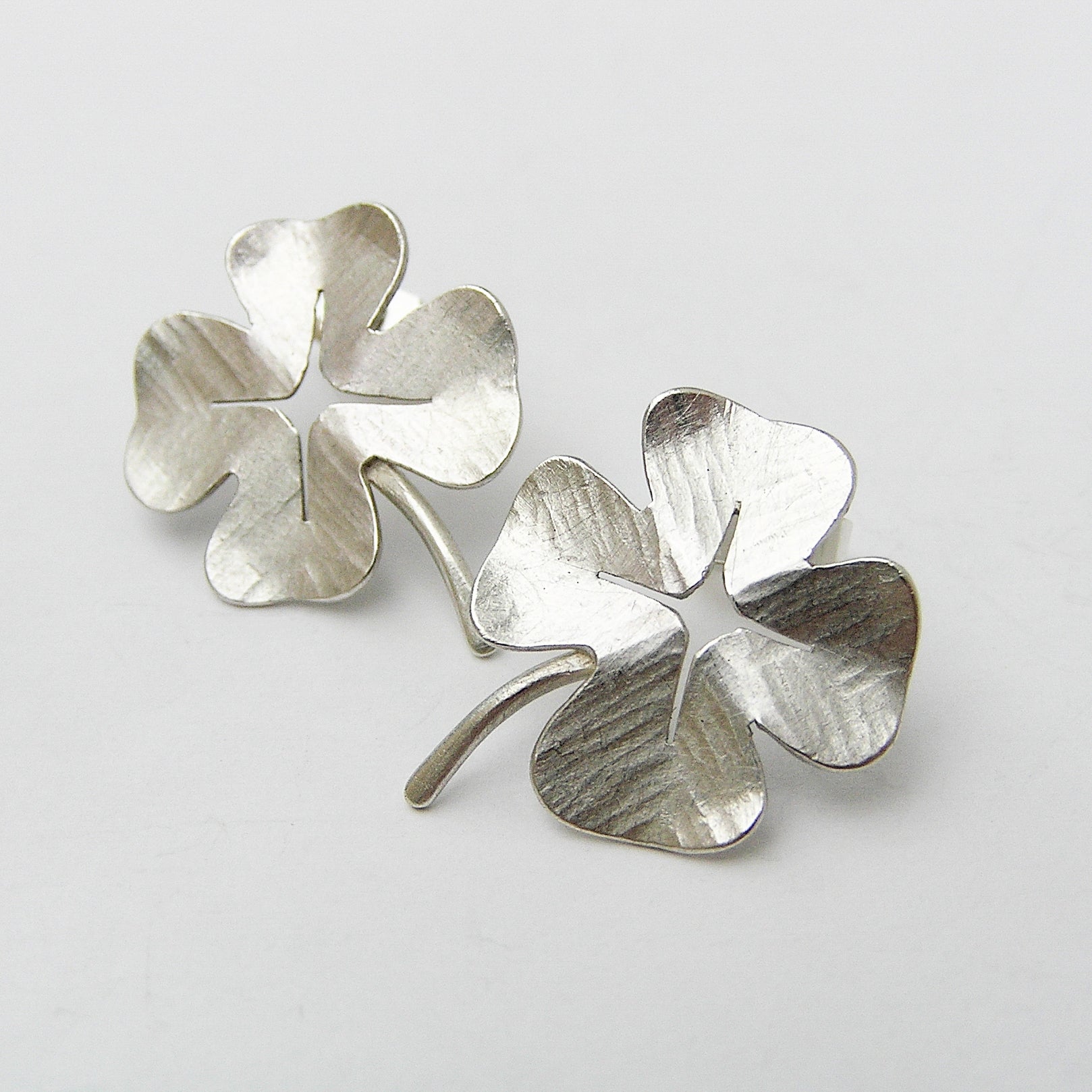 Lucky large silver stud earrings