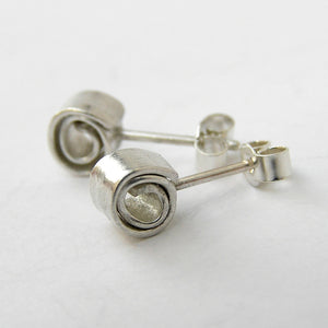 Wrapped silver stud earrings